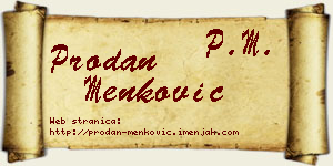 Prodan Menković vizit kartica